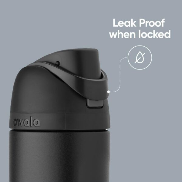 Owala FreeSip Insulated Stainless Steel Water Bottle with Straw – 24 oz, Very Very Dark