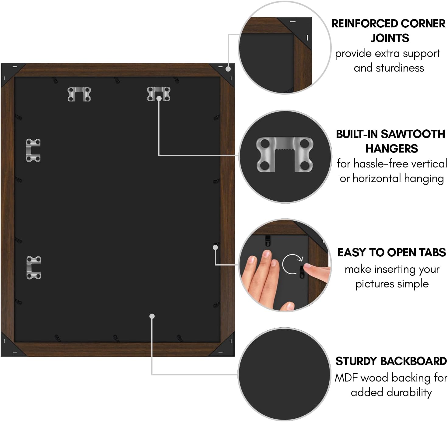 Americanflat 18×24 Poster Frame with Polished Plexiglass – Wide Walnut Woodgrain Frame (Epic Collection) – Wall Hanging (Portrait or Landscape) - Image 3