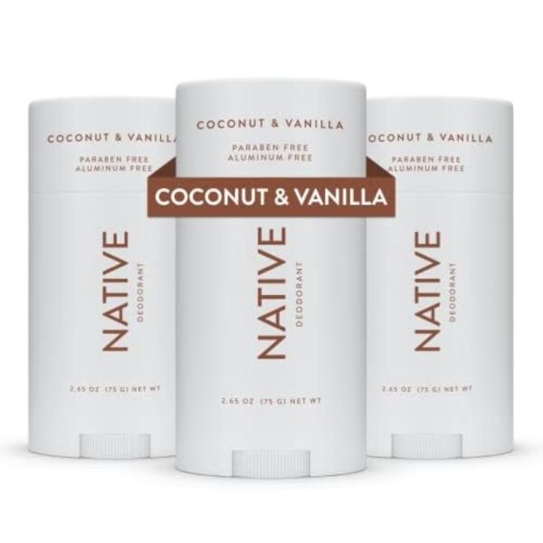 Native Aluminum-Free Deodorant – Coconut & Vanilla – 3‑Pack (2.65 oz Each)
