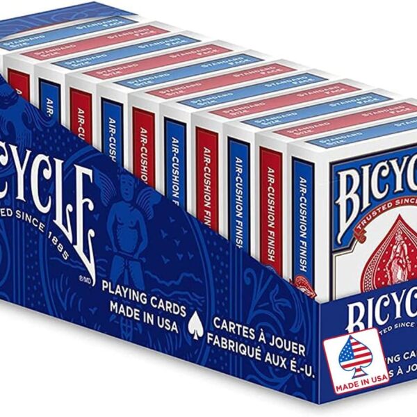 Bicycle Standard Playing Cards, Poker Size, 12 Pack – Classic Rider Back Design, Air-Cushion Finish, 6 Red & 6 Blue Decks