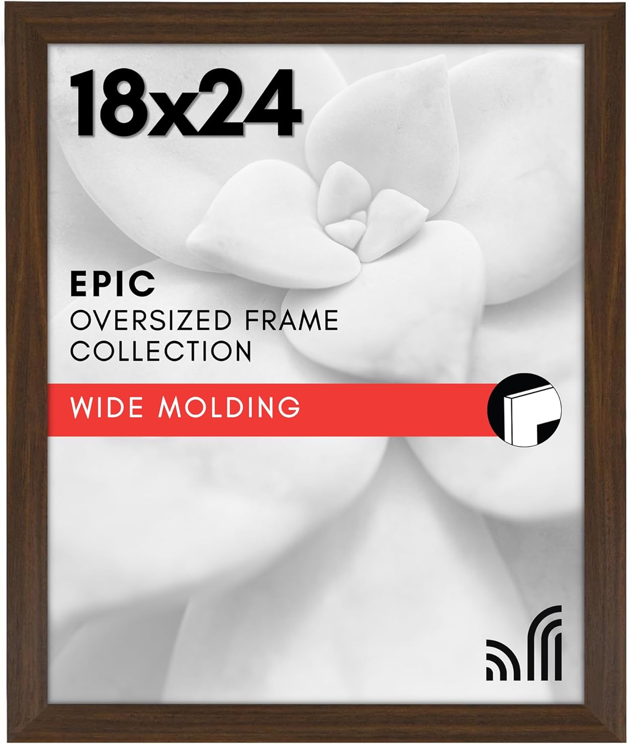 Americanflat 18×24 Poster Frame with Polished Plexiglass – Wide Walnut Woodgrain Frame (Epic Collection) – Wall Hanging (Portrait or Landscape)