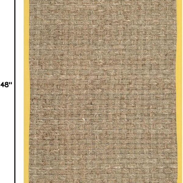 SAFAVIEH Natural Fiber Collection Accent Rug – 2′3″ × 4′, Natural & Gold – Basketweave Seagrass with Border (NF114X)