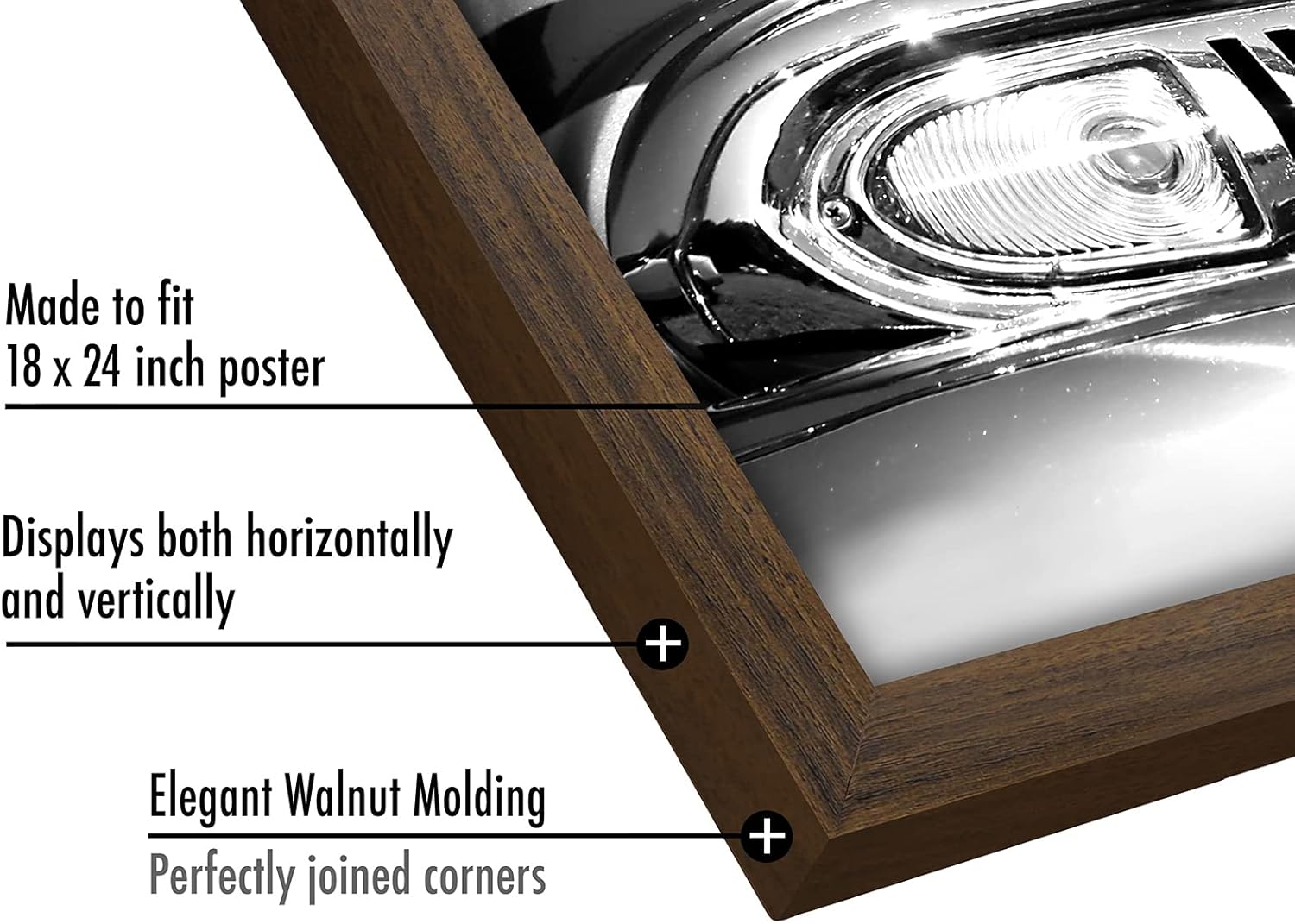 Americanflat 18×24 Poster Frame with Polished Plexiglass – Wide Walnut Woodgrain Frame (Epic Collection) – Wall Hanging (Portrait or Landscape) - Image 2