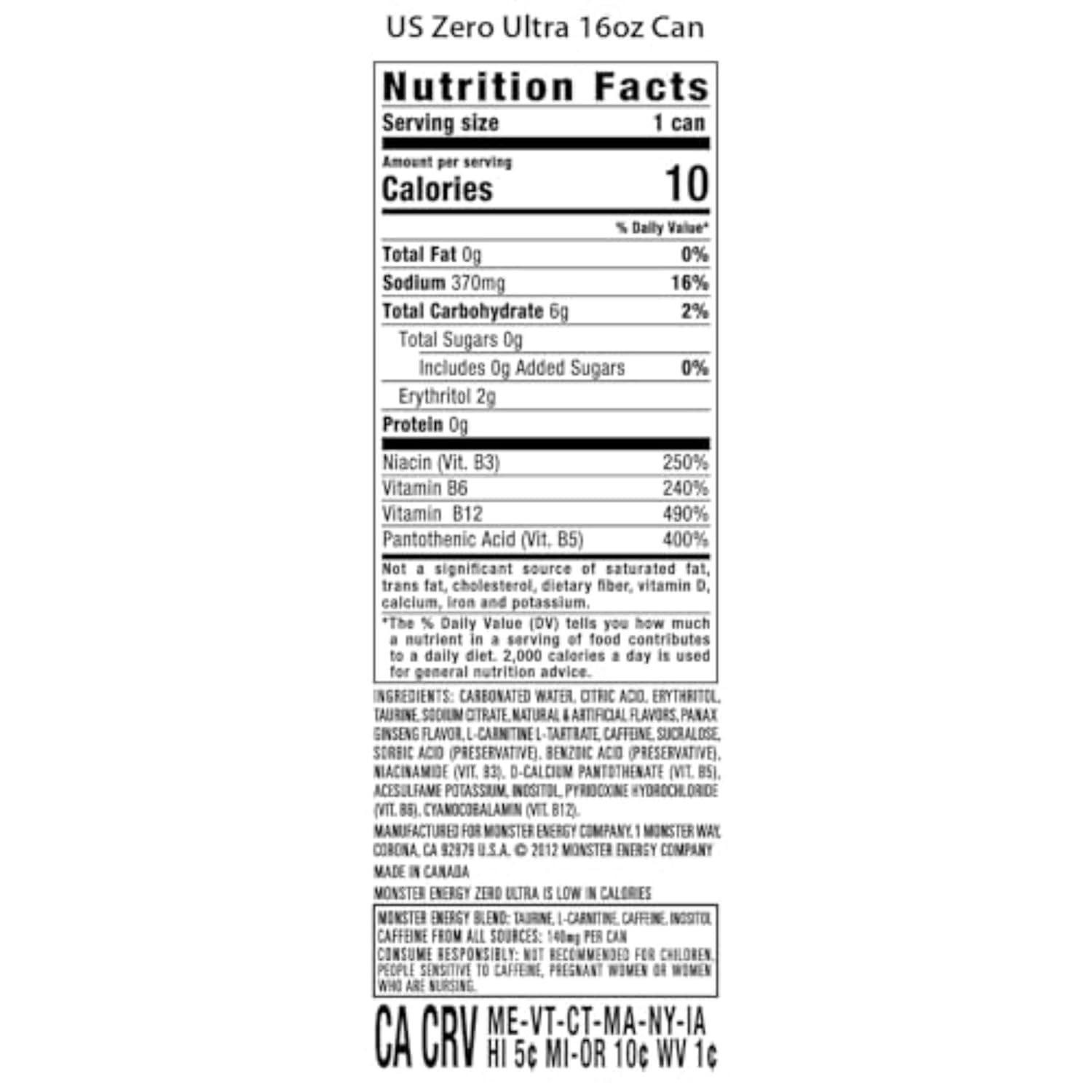 Monster Energy Zero Ultra, Sugar Free Energy Drink, 16 Ounce (Pack of 15) - Image 3