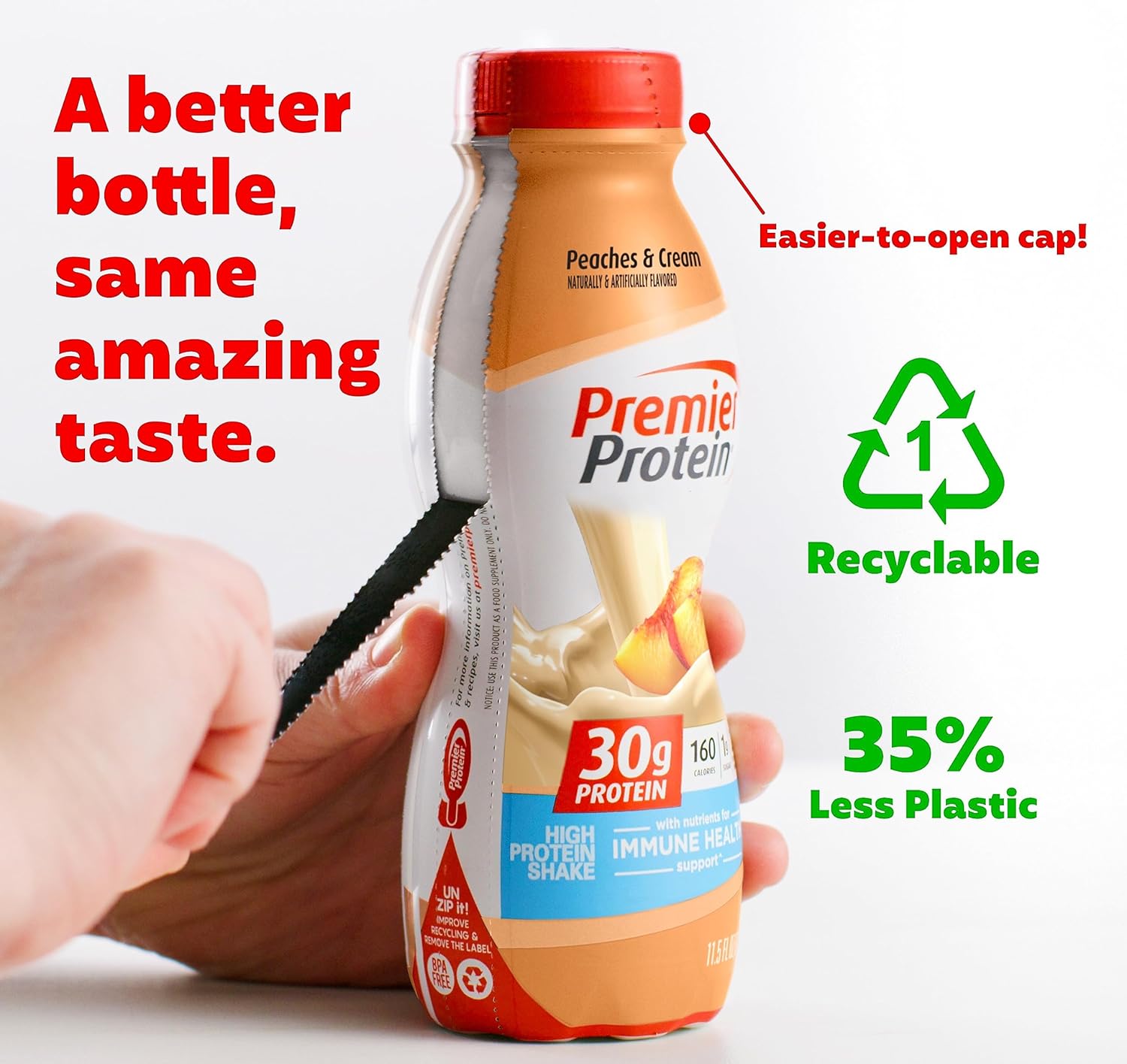 Premier Protein Shake 30g 1g Sugar 24 Vitamins Minerals Nutrients to Support Immune Health, Peaches & Cream, 11.5 Fl Oz (Pack of 12), Total 138 Fl Oz - Image 2