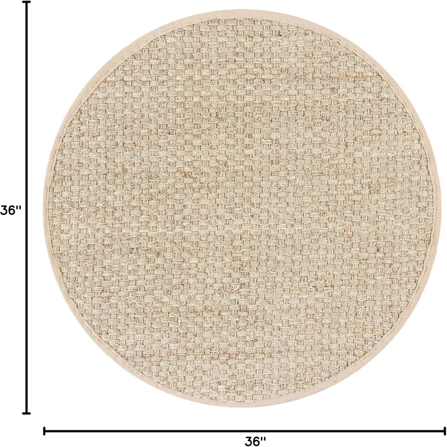 SAFAVIEH Natural Fiber Collection Area Rug – 3′ Round, Natural & Beige – Basketweave Seagrass with Border (NF114A) - Image 5