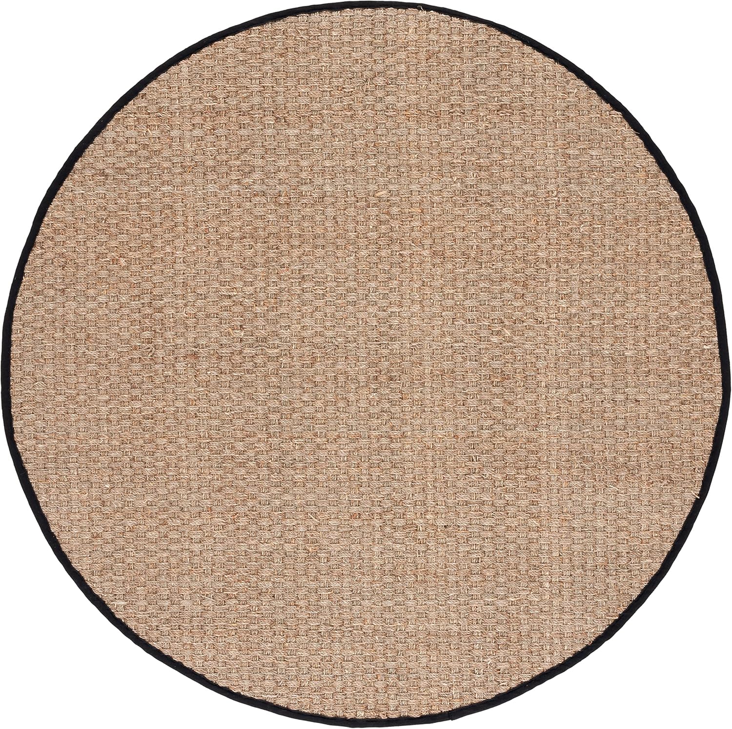 Safavieh Natural Fiber Collection Area Rug – 3′ Round, Natural & Black – Border Basketweave Seagrass Design (NF114C) - Image 5