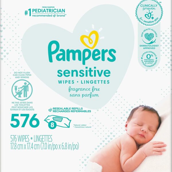 pampers sensitive baby wipes 576 ct OLD